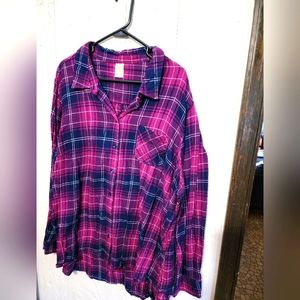 Faded Glory Women's Blouse 3X Purple/Blue